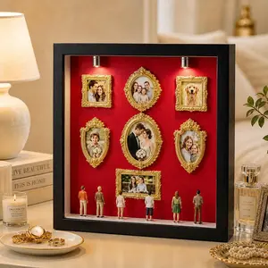 2026 New DIY Mini Museum Silhouette Box With Light - Commemorate Your Unique Memories In Style. A 3D Shadow Box Kit Featuring A Miniature Gold Museum And Figurines - A Customizable Photo Display Set