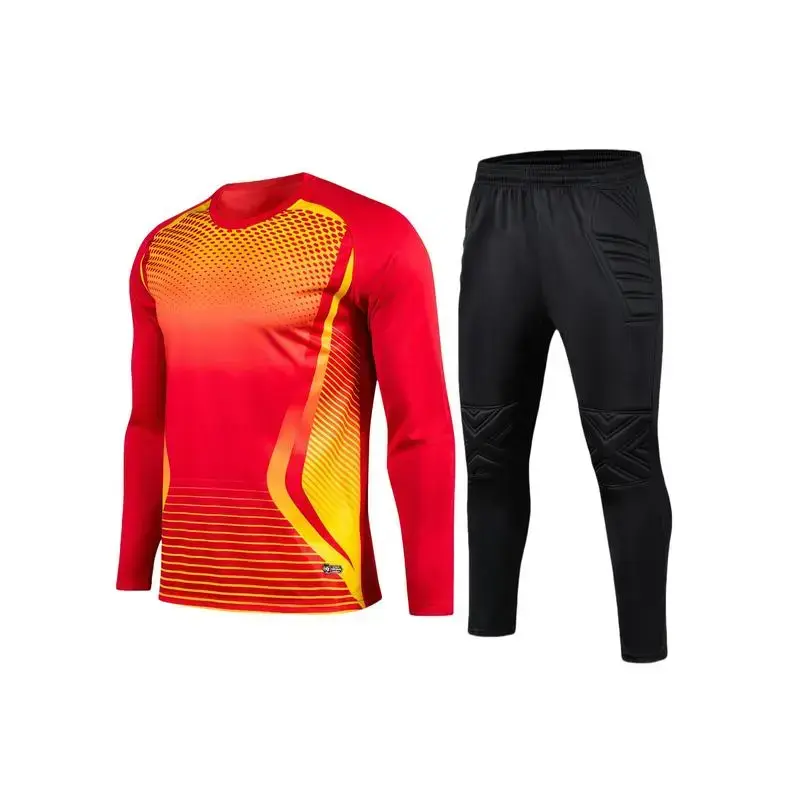 2-Piece Soccer Goalkeeper Shirt with Foam Elbow Pads, Colorful Geometric Breathable Quick-Dry Long Sleeve T-Shirt + Training Running Sports Pants Set 2-Piece Soccer Goalkeeper Shirt with Foam Elbow Pads, Colorful Geometric Breathable Quick-Dry Long Sleeve T-Shirt + Training Running Sports Pants Set