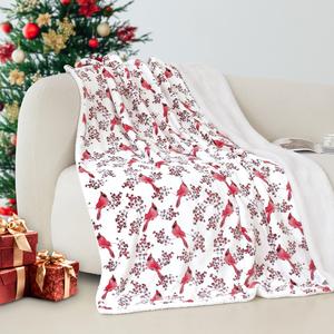 Elegant Comfort Reversible Christmas Flannel Fleece Throw Blanket – Festive Holiday Pattern, 50in x 60in