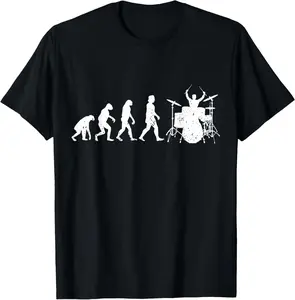 100% Cotton Drumming Evolution Funny Drummer T-Shirt