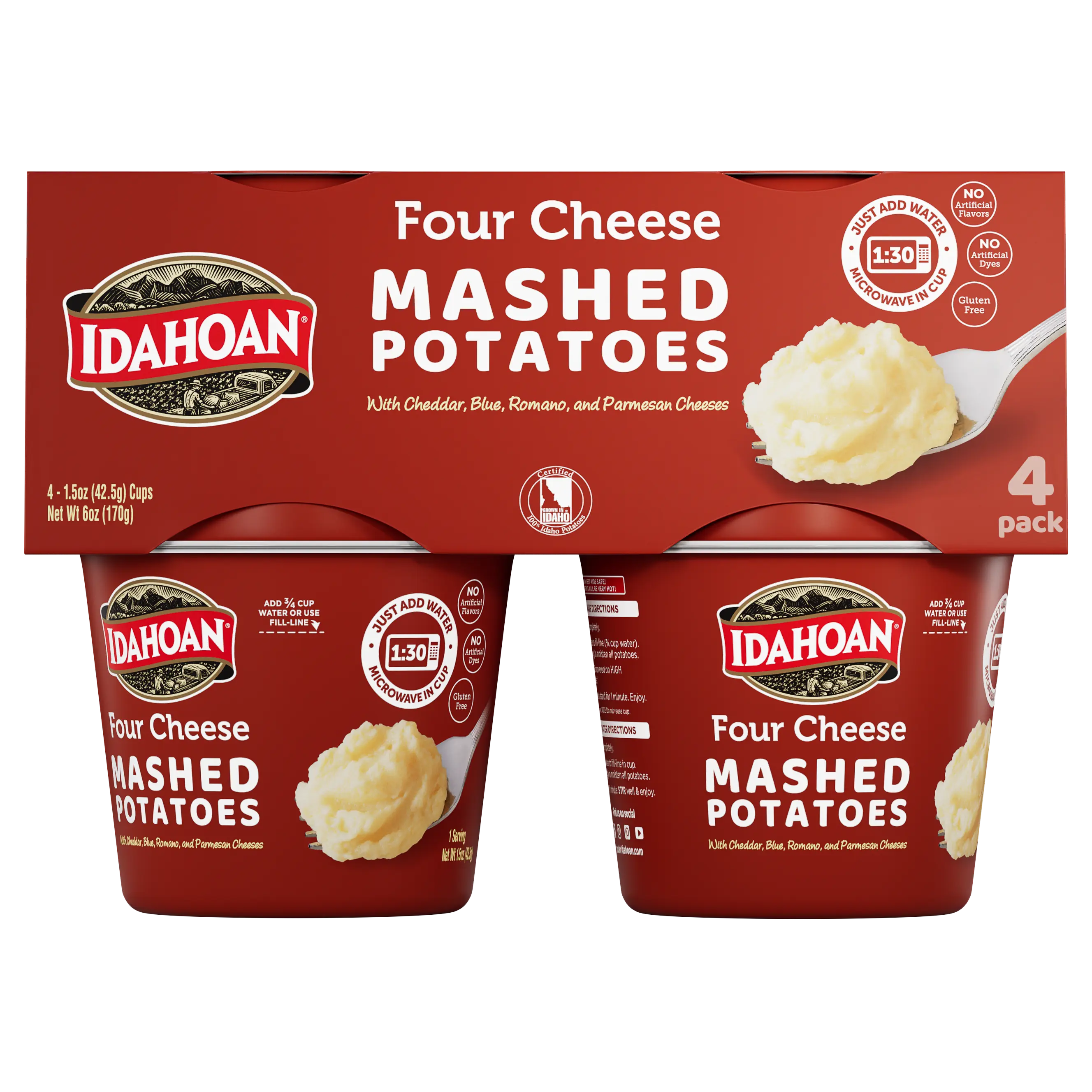 Idahoan Four Cheese Mashed Potatoes Cup, 1.5oz