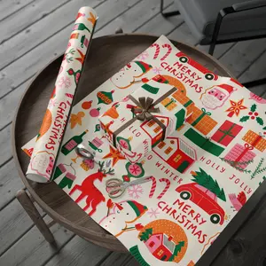 Festive Christmas Wrapping Paper, Holiday Gift Wrap for Presents, Merry Christmas Decor, Winter Celebration Decor, Eco-Friendly Gift Wrap