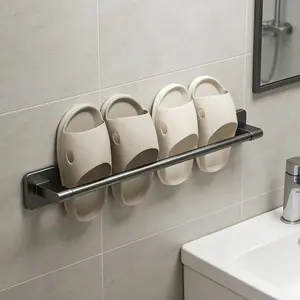 Wall-Mounted Shoe Storage Rack, No Power Plastic Organizer, Suitable for Slippers and Shoes, Ideal for Bathroom, Bedroom, Home, Dormitory Use