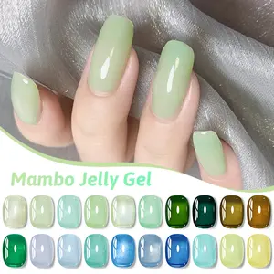 MTSSII 7ml Manbo Jelly Gel Nail Polish, 20 Colors Crystal Mint Green Series Transparent Gel Polish for Nails, UV LED Lamped Needed, for Home Salon Nail Art Manicure DIY, DIY French Manicure