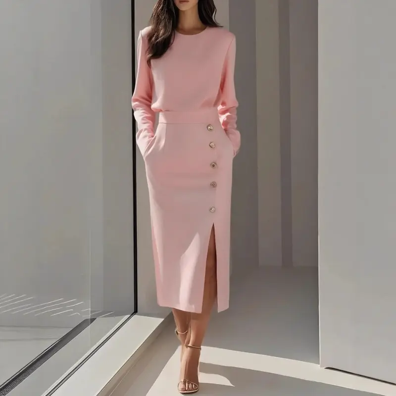 pink homecoming dress long sleeve Long Sleeve Pink Homecoming Dresses V Neck Lace Short Junior Homecoming Dresses ARD1202 main image 1