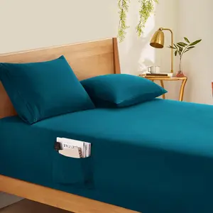 Deep Queen Fitted Sheet Only - Fits Up to 24 Inch Mattress - Luxury 1800 Count - Microfiber Teal Fitted Bed Sheet Queen Size