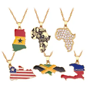 European and American New Style Zinc Alloy Africa Ghana Map Necklace for Men and Women Ethnic Style Couple Necklace Jewelry Modern Versatile Accessories necklaces for women necklaces womens gifts birthday gifts for gf gifts for girlfriend