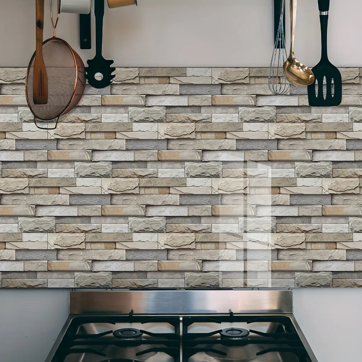 14pcs 3D Wall Tile Sticker, Imitation Brick Pattern, Self-Adhesive, Waterproof, Easy to Stick & Peel, Bathroom Peel and Stick Wallpaper, for Kitchen, Living Room, Bathroom, Decorative Wallpaper