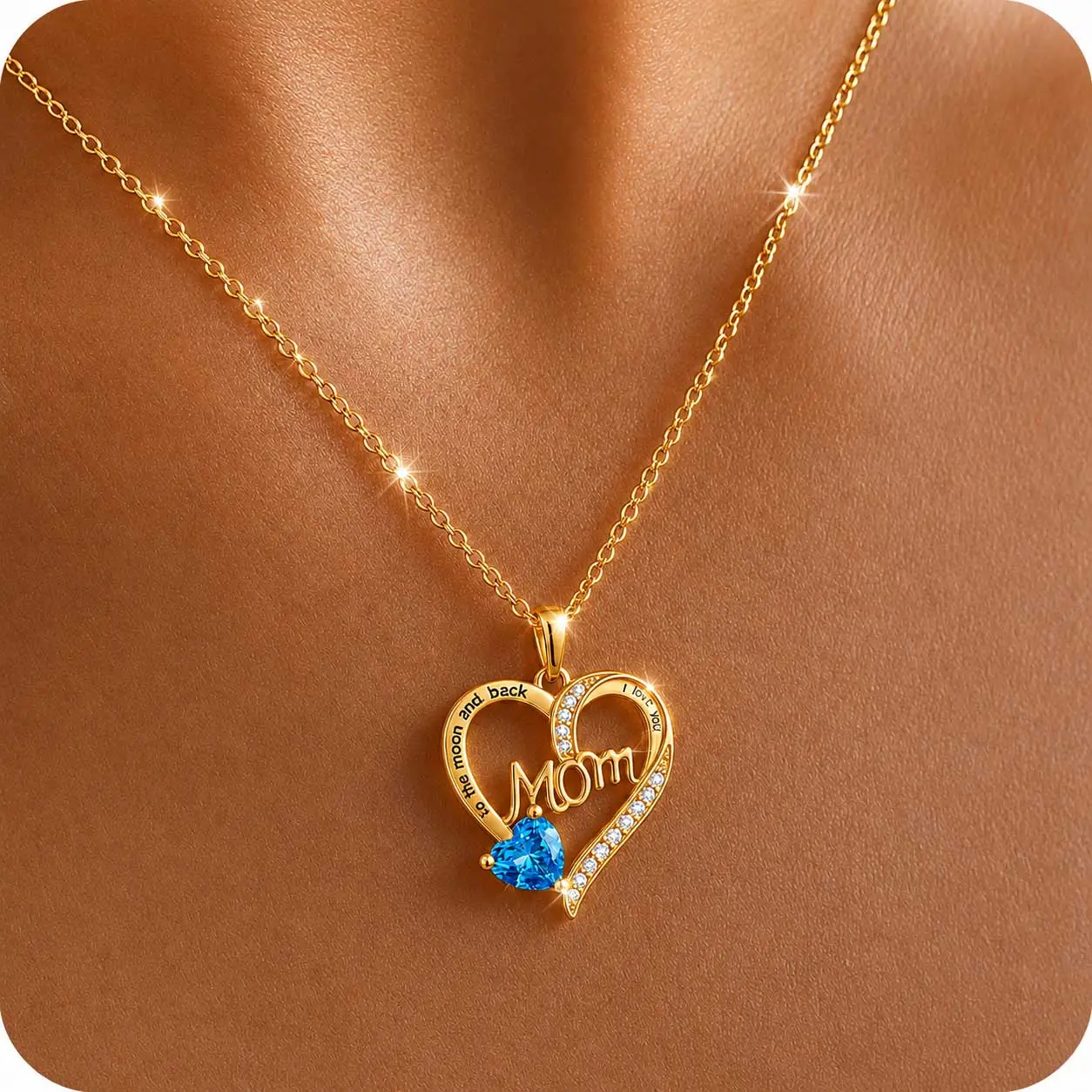 MAMA Heart Pendant Necklace for Women, Dainty Stainless Steel Jewelry with Sparkling Cubic Zirconia - Meaningful Gift for Mom on Mother's Day or Birthdays, Gifts For Girlfriend, Dainty Necklaces, Bling Pendant, Alloy Necklace, Heart Necklaces