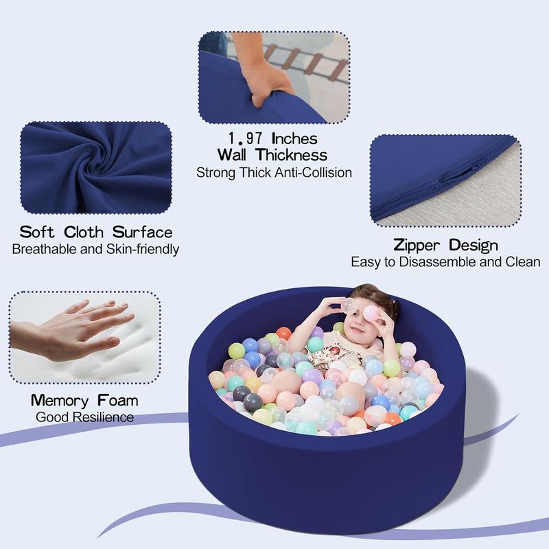 Foam Ball Pit Soft Round Kiddie Baby Playpen 35.4"x11.8" for Toddlers with Soft Foam and Safe Design Compact Portable Easy to Clean Vacuum-sealed Pink