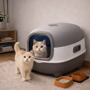 Covered Cat Litter Box with Lid, Enclosed Kitty Toilet, High-Sided Design to Help Reduce Litter Scatter
