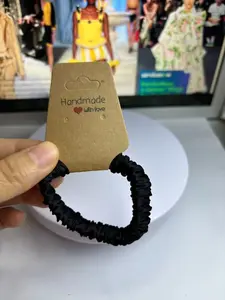 Black Color Scrunchies for Hair, 100% Mulberry Silk Hair Ties, Scrunchies for Women Girls, Elastic Ponytail Holders No Damage Fashion High Quality Slap-up