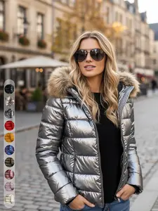 Women's Lightweight Cotton Coat with Detachable Hat, Fleece Lining and Pockets, Fall & Winter Fashion Jacket, Warm Windproof Waterproof Outerwear