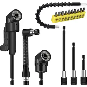 Flexible Drill Bit Extension, Include Hex Shank 105 °   Right Angle Drill Attachment Drill Bit Holder Short Screwdriver Bits 90 °   Angled Bits and Bendable Drill Bit Extension