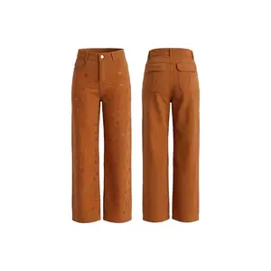 TCH Starry Sky Hot Diamond Knot High Waist Skinny Jeans for Women Spring/Summer 2026 New Orange Versatile Casual Pants