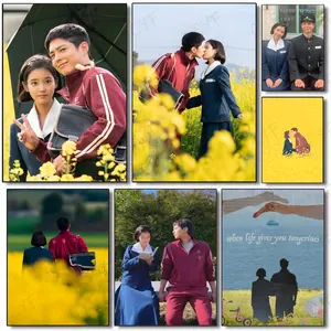 Sweet Korean Romantic Drama Series W-When Life Gives You Tangerines Poster Poster Waterproof HD Self-Adhesive Stickers Fade-Proof Wrinkle-Resistant Wall Decor Living Room Bedroom Dormitory Cafe Bar Background Wallpaper Decoration Gifts