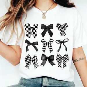 Black Bows Coquette Shirt, Gift for Her, Gift for Mom, T-Shirt for Women, Black Bows Tee, Vintage Coquette Aesthetic