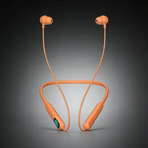 Wireless Sports Neckband Earphones with 72H Playtime Bluetooth 5.3 38ms Low Latency Gaming Headset IPX4 Waterproof SD Card MP3 Player Magnetic Clasp LED Display