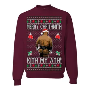 Merry Chrithmith Kith My Ath, Mike Tyson Butt Viral Kiss My Ass Boxing Fight Meme, Men Women Funny Ugly Christmas Sweater Ugly Christmas