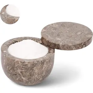 Marble Salt Cellar with Swivel Magnetic Lid 4" Salt Box Oceanic Salt & Pepper Container Ideal for Kitchen or Bath Salt Storage 5.6 OZ Capacity
