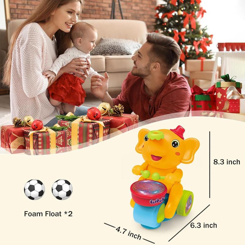 Baby Elephant Musical Crawling Toy with Lights, Sounds, Blowing Ball, Infant Sensory Toys, Birthday Gifts for Kids Boy Girl 3 4 5 6 7 8 Years (Blue)