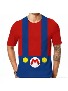 Men's  T-Shirt Mario Y2k 2024 Streetwear Anime Short Sleeve Tops Mens Clothes Quick Dry 110-6XL Harajuku Style Fashion
