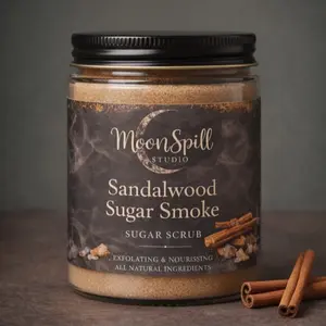 MoonSpill Studio Sandalwood Sugar Smoke Candle & Sugar Scrub bundle