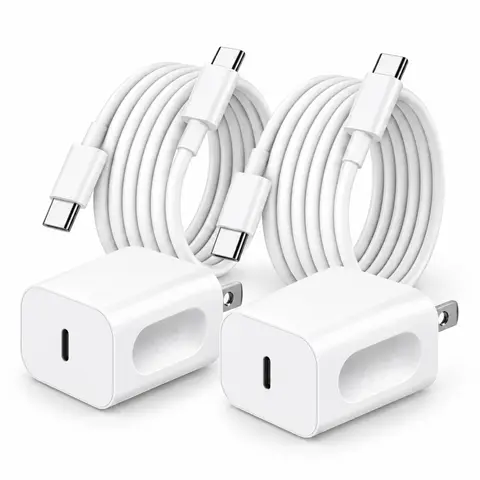 SANPRIO 2-Pack Deal 20W USB-C Wall Phone Charger Block with 10FT USB-C Cable for iPhone 16/15 Pro Max/15 Plus, iPad mini/Air, AirPods Pro - Mobile Smartphone Charging Power Adapter