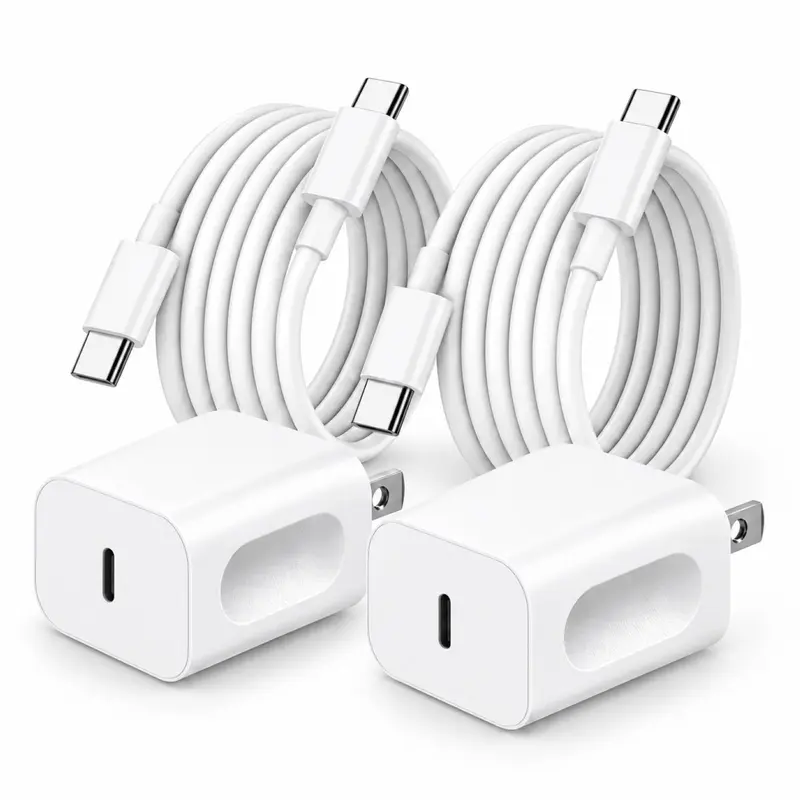SANPRIO 2-Pack Deal 20W USB-C Wall Phone Charger Block with 10FT USB-C Cable for iPhone 16/15 Pro Max/15 Plus, iPad mini/Air, AirPods Pro - Mobile Smartphone Charging Power Adapter
