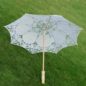 Lace Parasol Umbrella Vintage Wedding Bridal Lace Umbrella Craft White Lace Decorative Umbrella Photography Scene Prop