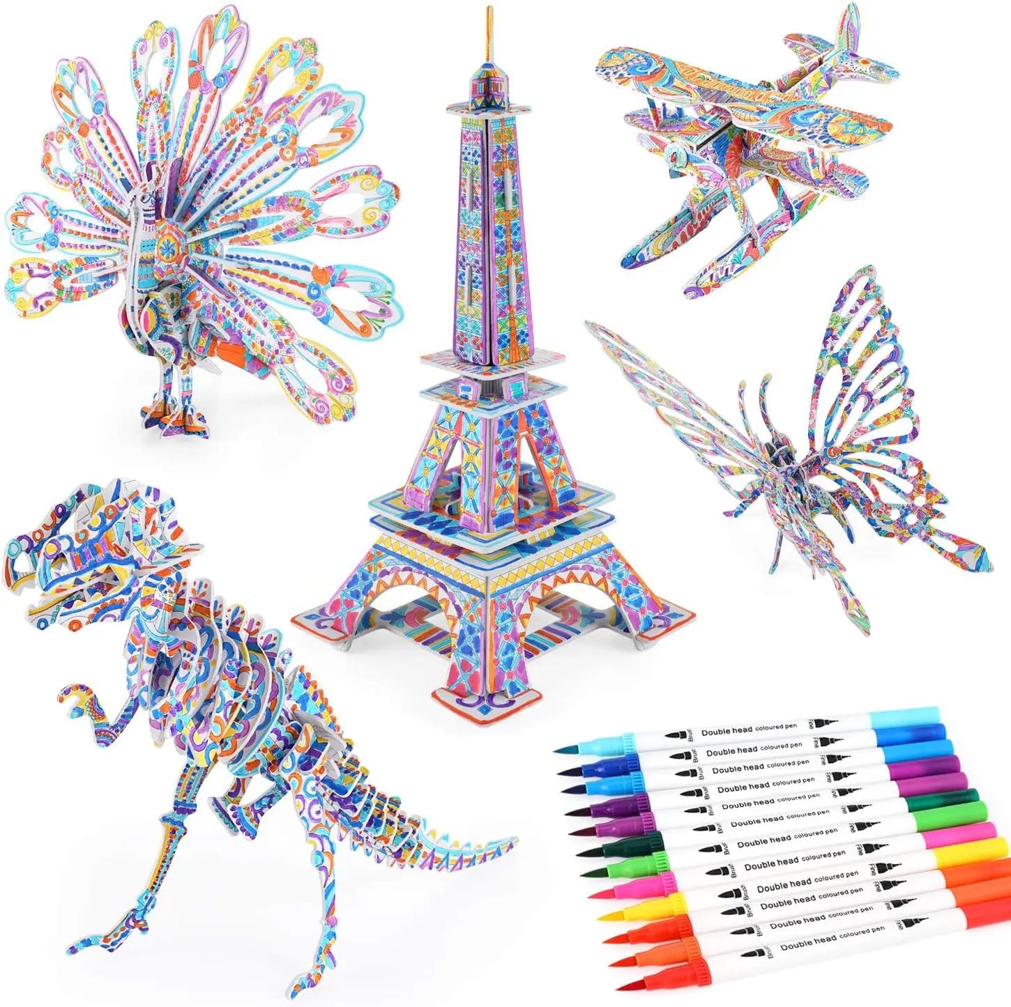 3D Coloring Puzzle Craft Kit for Kids Ages 6-12 – DIY Arts & Crafts Set, Educational Painting Activity, STEM Learning Toy & Birthday Gift