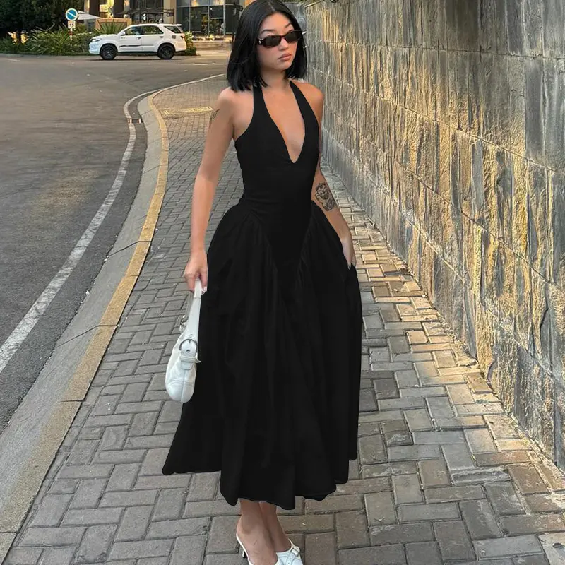 Sexy V Neck Sleeveless Maxi Dress Bodycon Bust Flowy A Line Hem Dress for  Women's Summer Casual Elegant Party Club Dating Holiday Beach Evening Gown  Dress - TikTok Shop