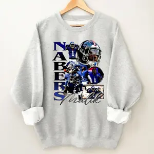 Malik Nabers Vintage Nineties Football Sweatshirt, Retro Bootleg Crewneck