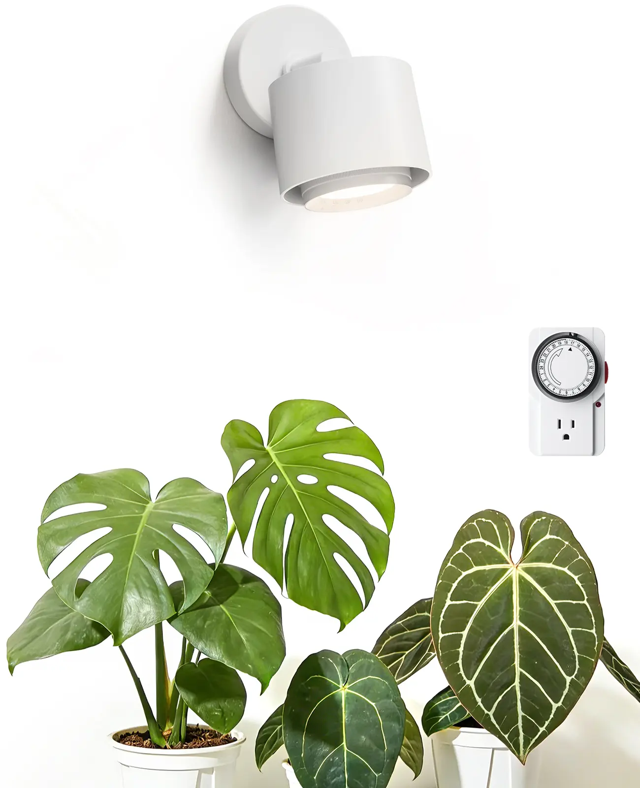 Barrina TR40a Track LED Grow Lights for Indoor Plants, 15°-60° Adjustable Beam Angle, 40W 4000K Wall Mounted Plant Light, Full Spectrum Ceiling LED Growing Lamps with Timer, White Cover, 1-Pack