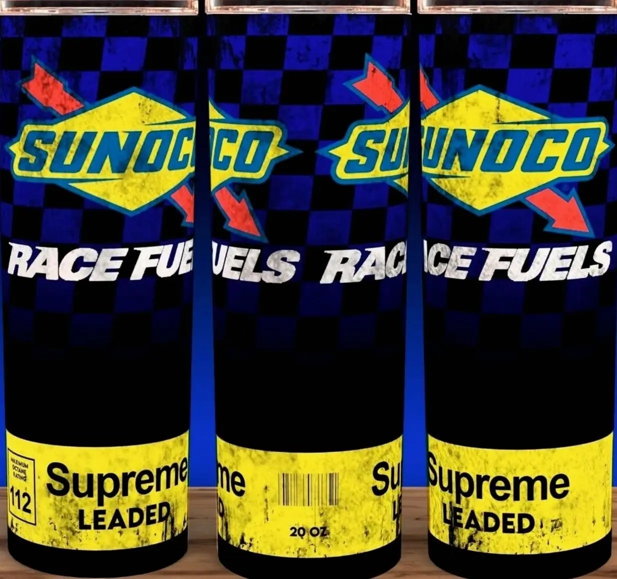 Sunoco Race Fuels Sunoco Supreme Leaded Mechanic Cup Mug Tumbler 20oz, Fan Gift Car
