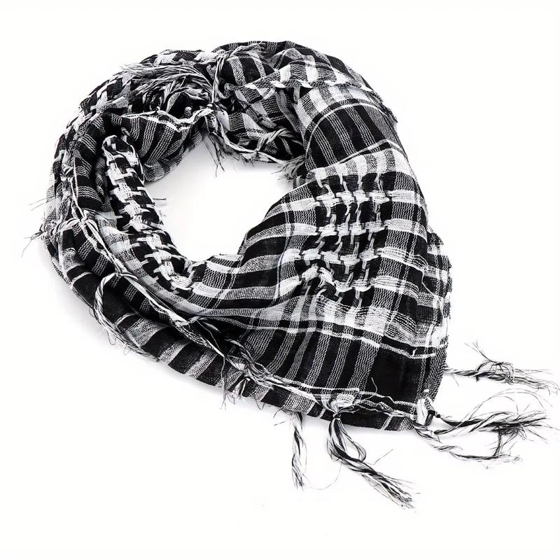 Middle Eastern stylish scarf shawl Keffiyeh Kafiya lightweight military Shemagh men's striped scarf with tassels, soft and warm