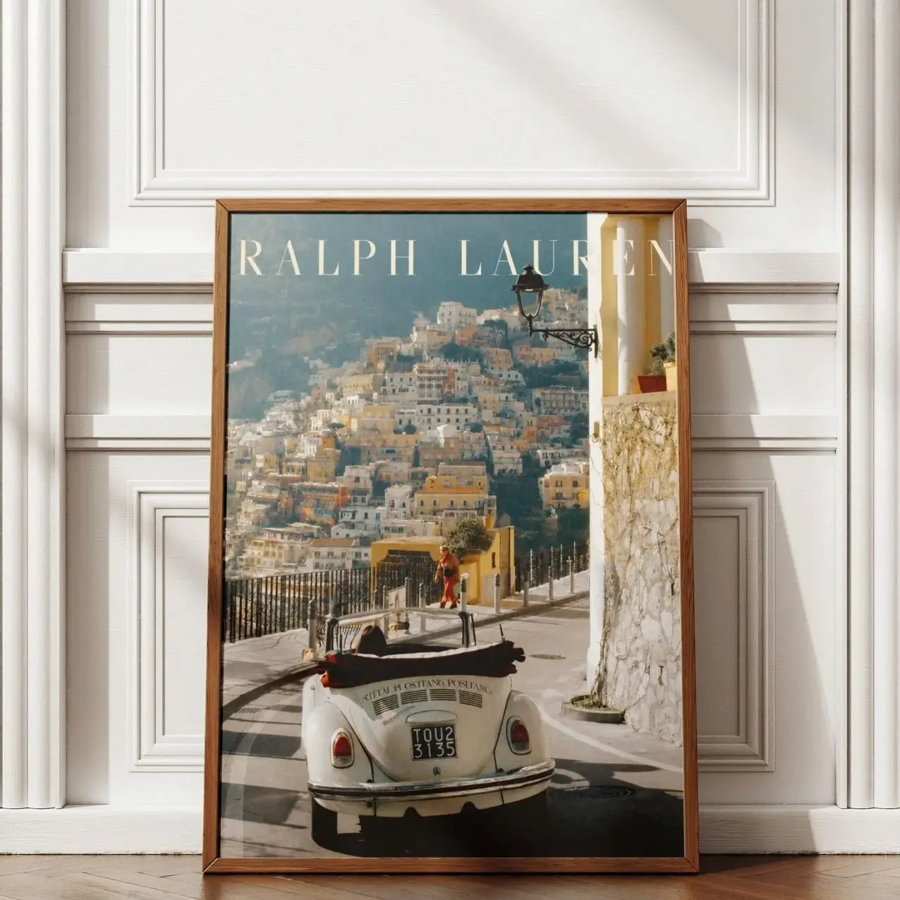 Old Money Positano Italy Art Print, Unframed Poster, Vintage Luxury Classical Car Wall Art, Amalfi Coast Summer Poster