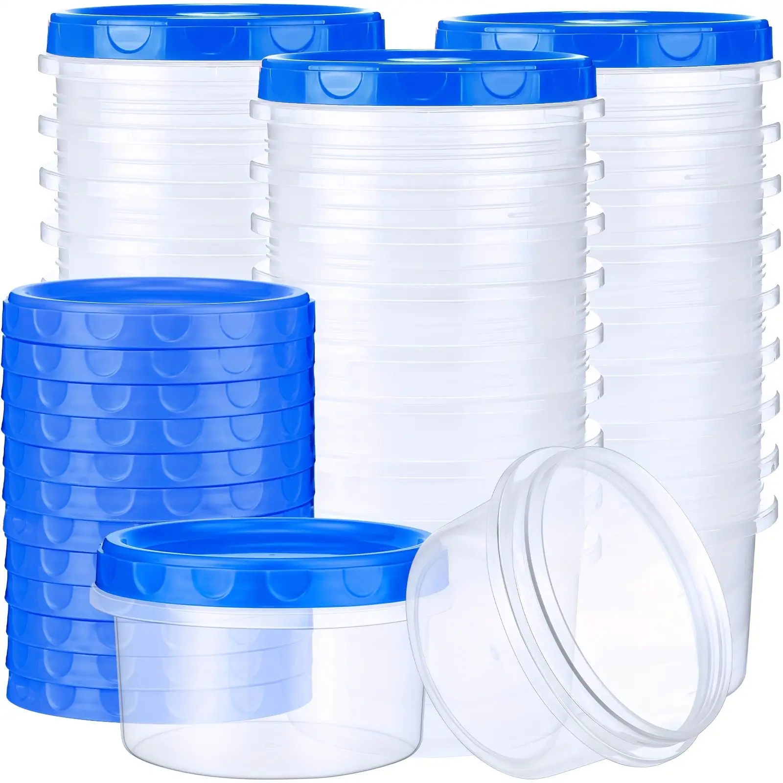 36 Pack 8oz/ 250ml Freezer Containers with Lids Plastic Twist Top Deli Jars Reusable Freezer Storage Containers for Food Round Wide Mouth Lunch Snacks (Blue)