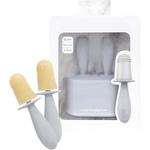 (Pewter) - 4 Months+ - Popsicle Mold Set with Two Wands for Infants - Baby-Led Weaning + Teething Essentials