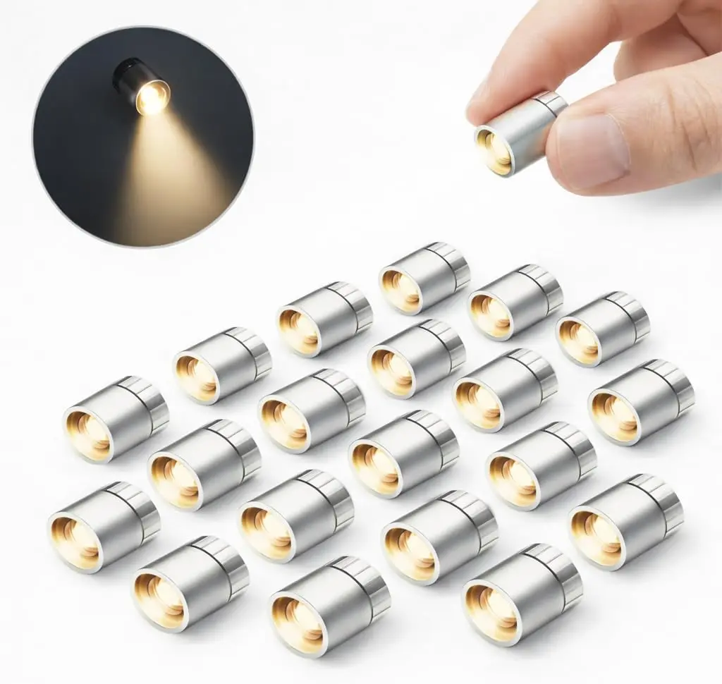 20-Pack Compact Mini LED Battery-Powered Spot Lamps - 10 Warm White, 10pcs Cool White, ABS Housing, Batteries Included, Focused Light for DIY Crafts, Craft Projects (Home Improvement Decorative Lighting)