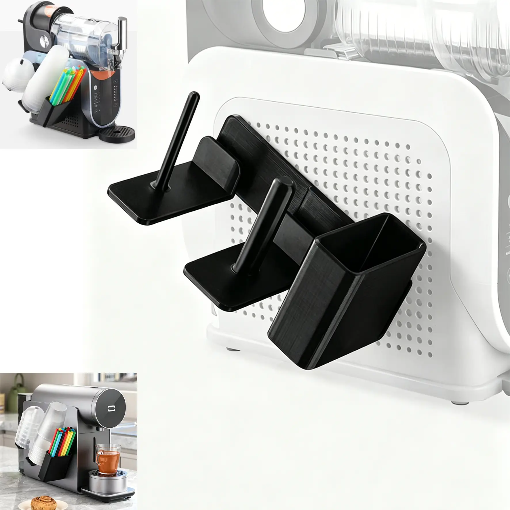 Slushie Machine & Coffee Maker Cup Organizer -  Cup Organizer For Ninja Slushie Machine FS299 FS301 & FS300-3-in-1 Side-Mounted Holder For Cups Lids & Straws Cup Holder Ninja Slushy Accessories