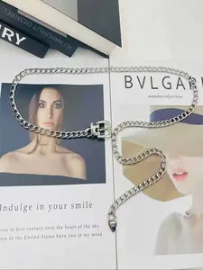 Fashion Metal Buckle Waist Belt, Hip Hop Style Adjustable Elastic Strap, Versatile Denim Jacket Decoration, Trendy Dress Accessory