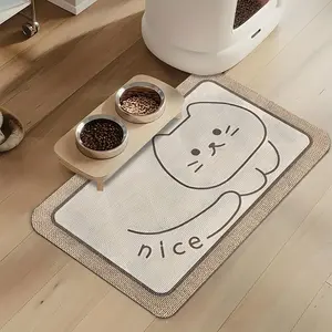 Minimalist Cat Pattern Rubber Pet Feeding Mat, Absorbent anti-slip and quick-drying soft carpet, multi-sized and easy-to-clean waterproof bowl mat, suitable for dogs and cats, stain-resistant, perfect for home use, ideal gift for pets