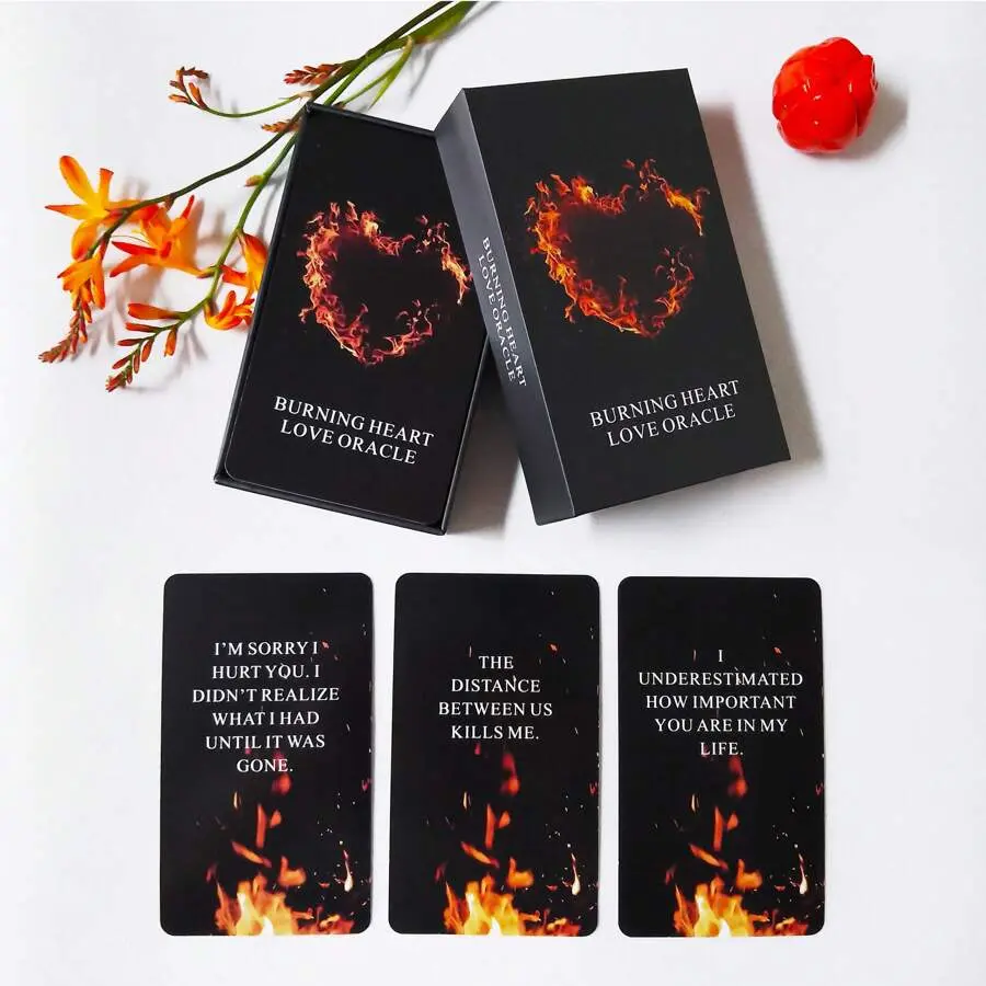 Burning Heart Love Oracle Cards Deck - Fortune Telling Toy for Twin Flame Insight, Understanding Others' Thoughts, Christmas Gift