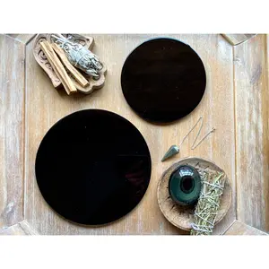 Black Obsidian Mirror with Stand