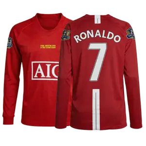 2007 08 Home Away Retro Red Black No.7 Ronaldo Long Sleeved Short Sleeved Soccer Jerseys