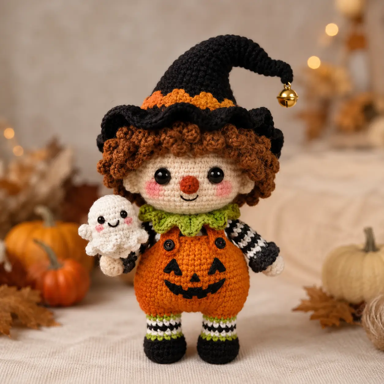Handmade Halloween Crochet Doll, Cute Spooky Amigurumi Character, Pumpkin Witch, Ghost, Skeleton and Fall Decor Gift