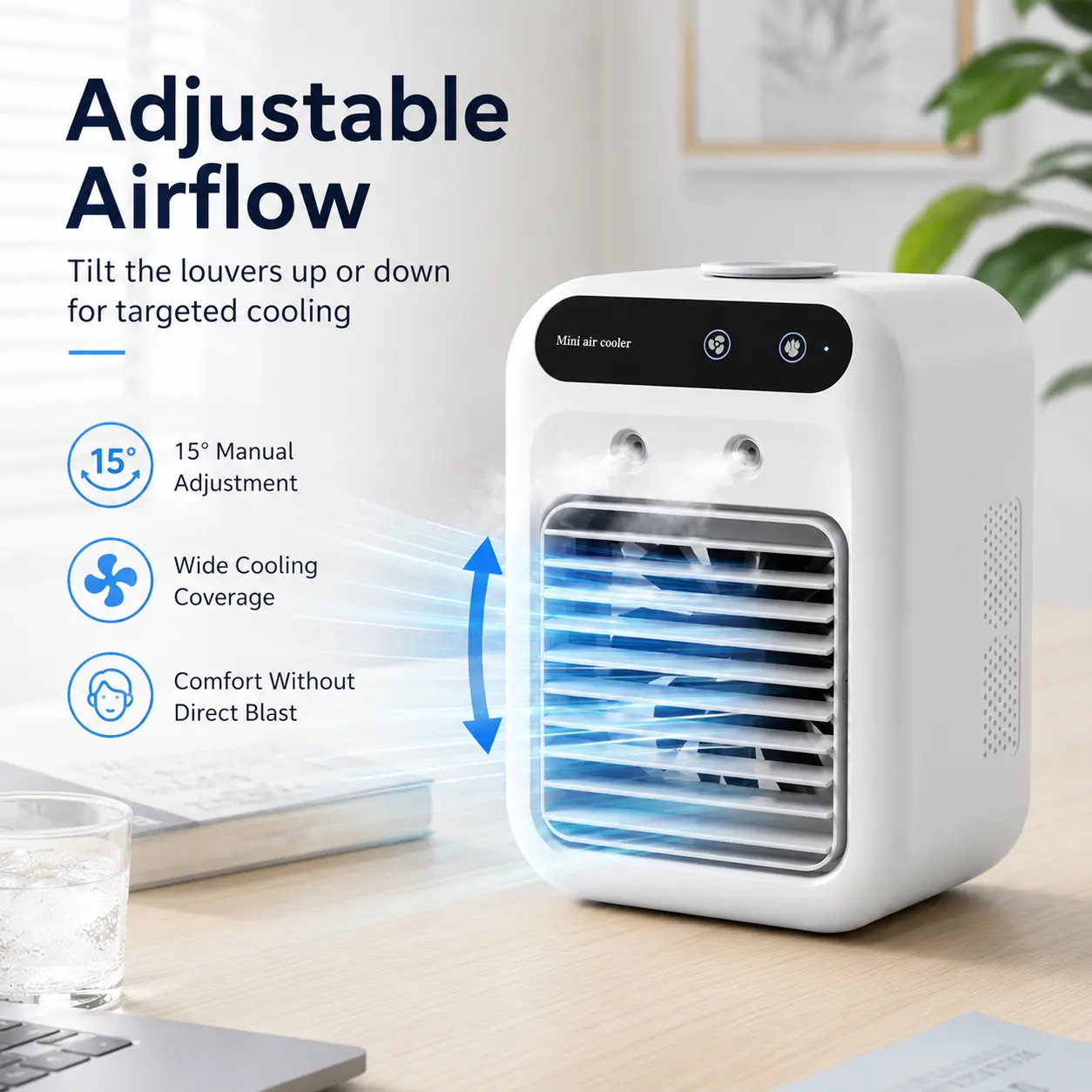 Back to School Essentials Mini Air Cooler, Portable Personal Air Conditioner for Dorm Room, Desk Cooling Fan with Humidifier, College Room Must Have