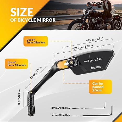 ROCKBROS Bike Mirrors for Handlebars - HD Blast-Resistant Bicycle Mirror for Ebike - 360 Degree Adjustable Bike Rear View Mirror - Left and Right ROCKBROS Bike Mirrors for Handlebars - HD Blast-Resistant Bicycle Mirror for Ebike - 360 Degree Adjustable Bike Rear View Mirror - Left and Right