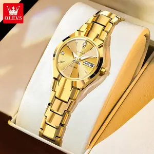 OLEVS new simple light luxury women's watch luminous waterproof popular dual calendar quartz watch 8697